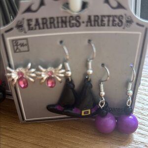 Purple and Black Witch Hat Earrings